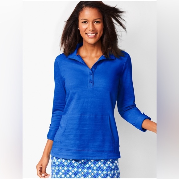 Talbots Tops - T by Talbots Tops and Tees UPF 50+ blue SLUB-TERRY PULLOVER/size MP